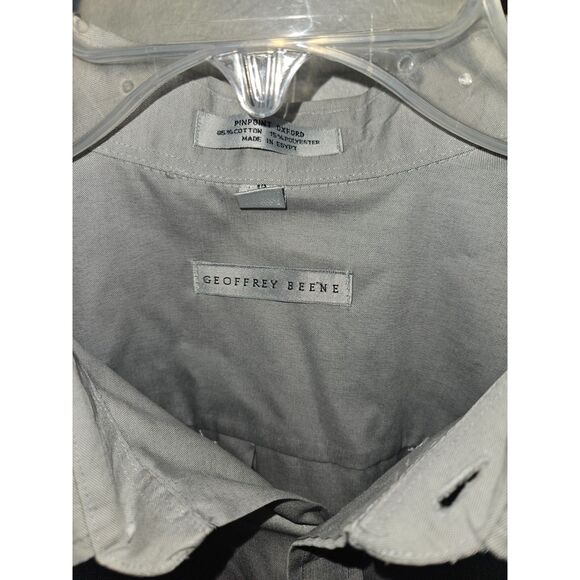 Geoffrey Beene Fitted Sateen Gray Dress Shirt Sz 18 - Picture 3 of 3